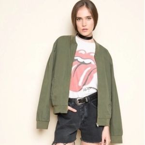 Brandy Melville Green Bomber Jacket